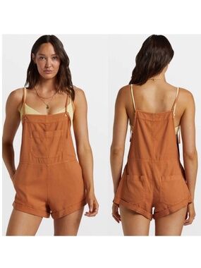 BILLABONG Wild Pursuit Toffee Cotton Romper Size M